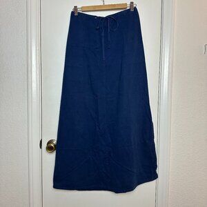 Vintage Produce Company Blue Cotton Drawstring Maxi Skirt M